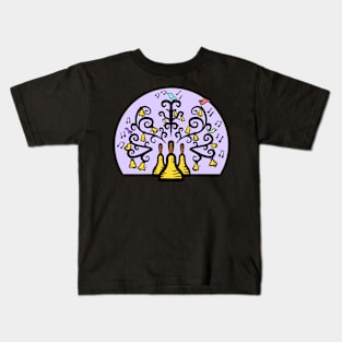 Three Handbells Tree Of Music Purple Circle Kids T-Shirt